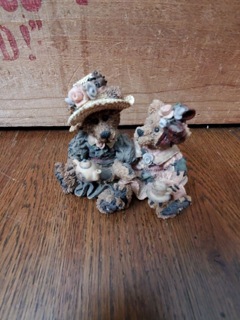 Boyds Bearstones Resin Emma and Bailey Afternoon Tea 1996 #2277 VGUC No box